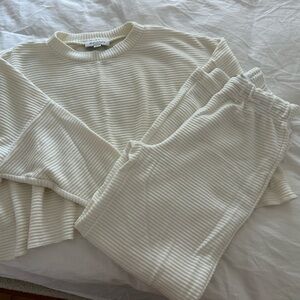 Cozy Cream Ribbed Lounge Set